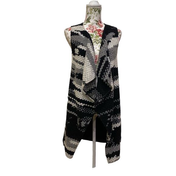 Black wool Blend Anthropologie Open Duster Vest Cardigan  Guess Editor Small - Picture 1 of 8